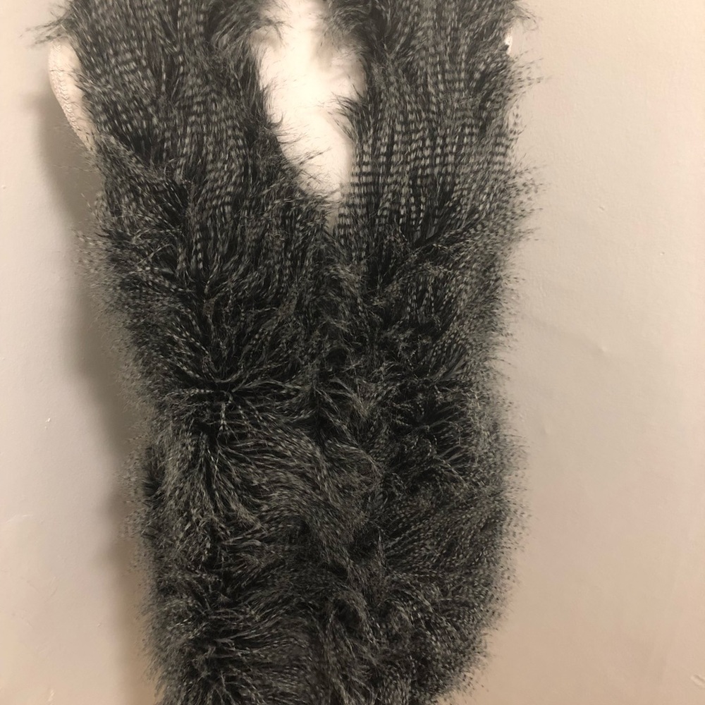 Michael Kors Long Faux Fur Vest Black & White NWT